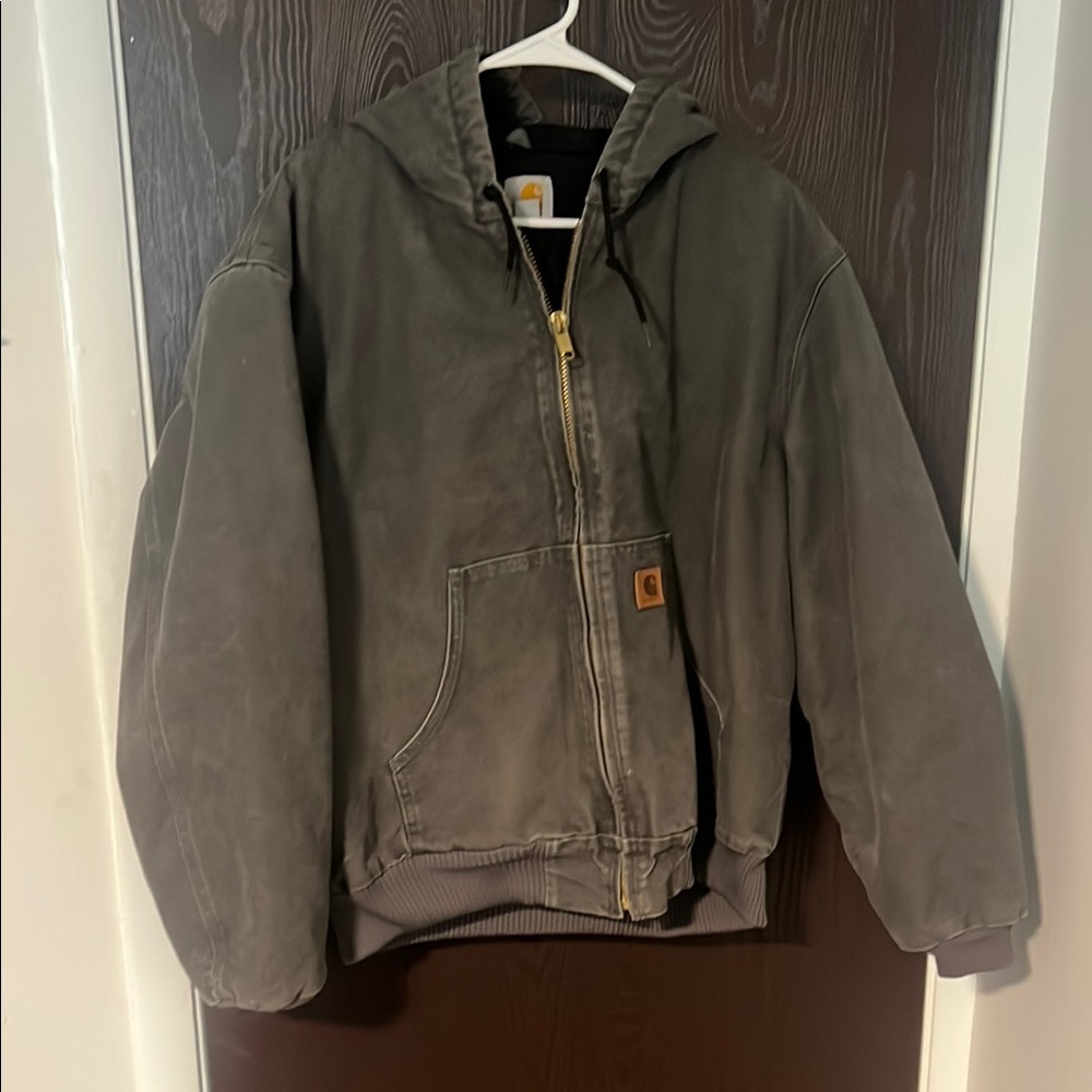 Carhartt Gray Jacket with Quilted Insulation & Hood